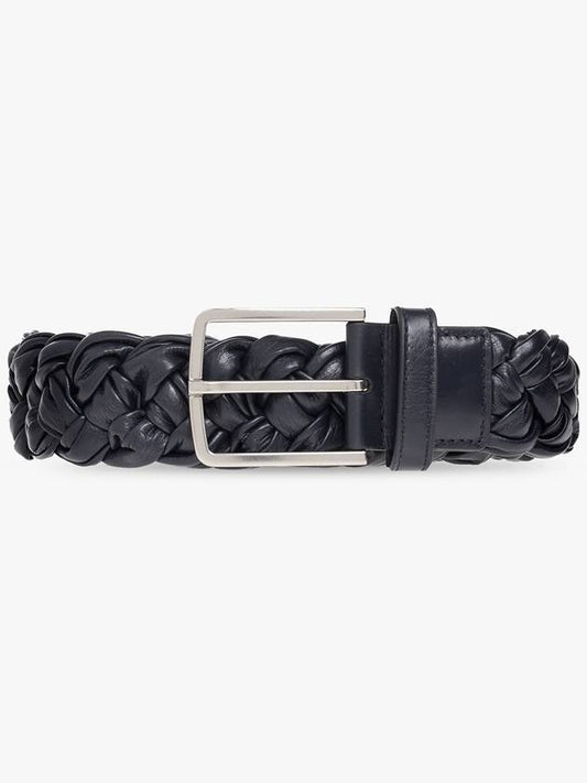 Bottega Veneta Bottega Veneta Woven Leather Belt, Men's, Navy Blue