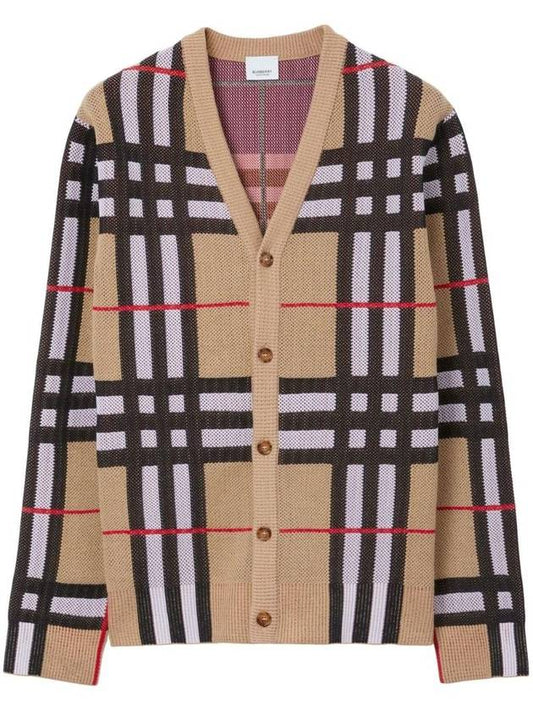 Burberry Check Technical Cotton Blend Cardigan Archive Beige