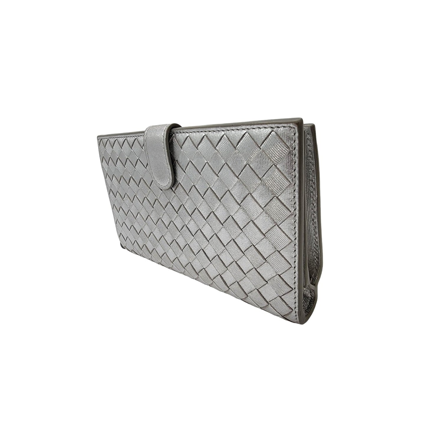 Bottega Veneta Intrecciato Continental Wallet Metallic Silver