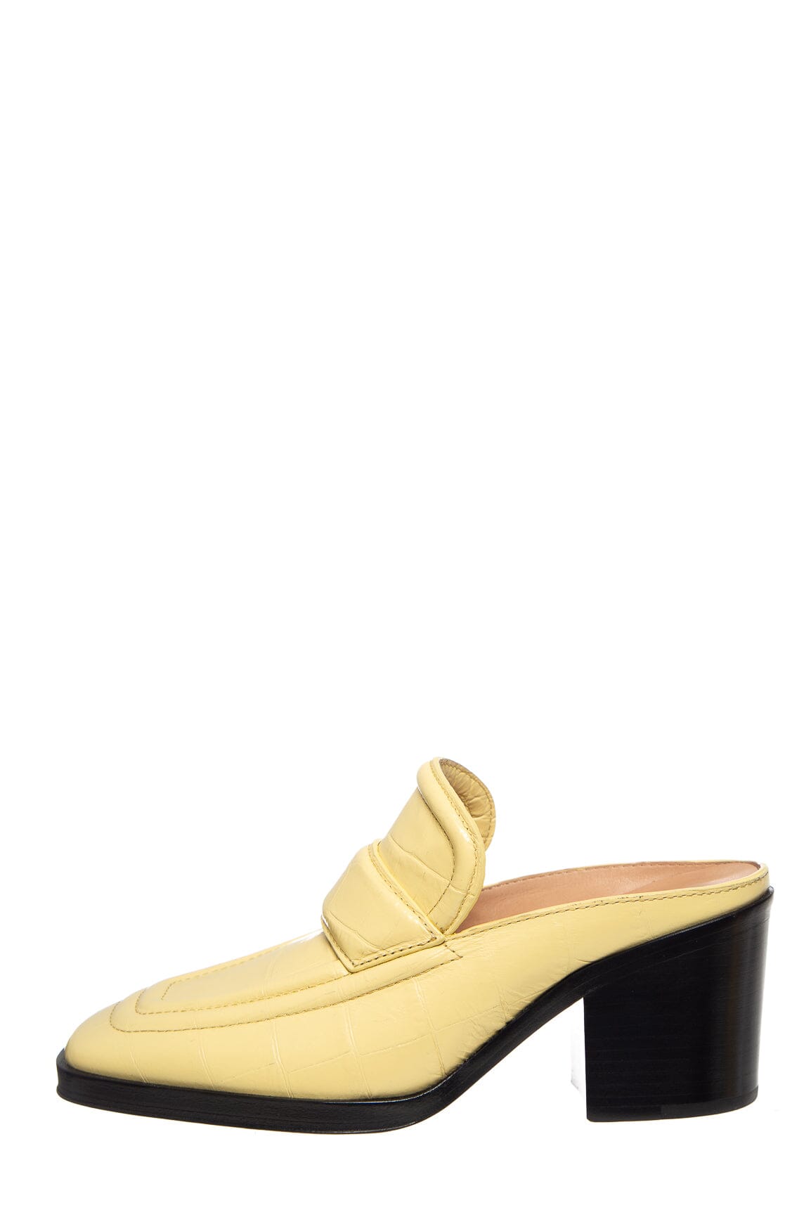 Bottega Veneta Leather Yellow Croc Embossed Mules SZ 36.5