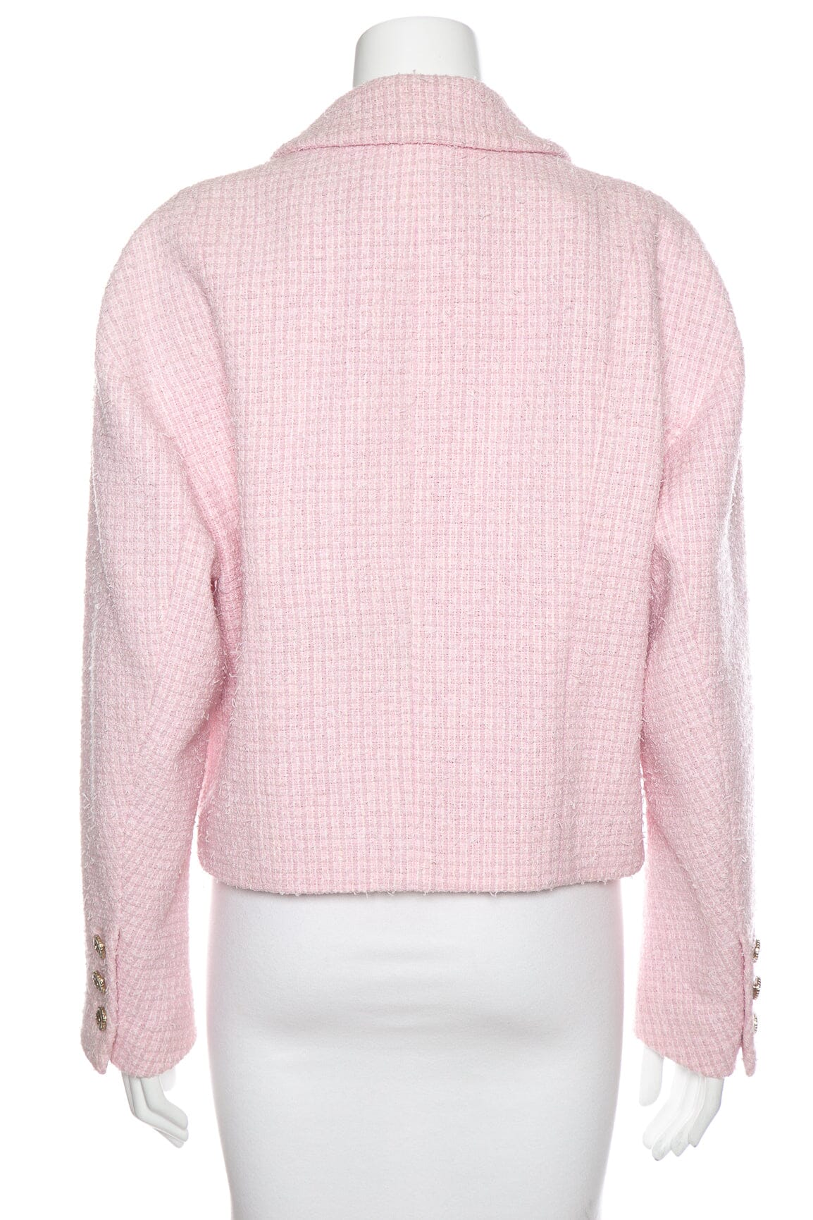 Chanel Vintage 2001 Spring Pale Pink Tweed Jacket SZ 40