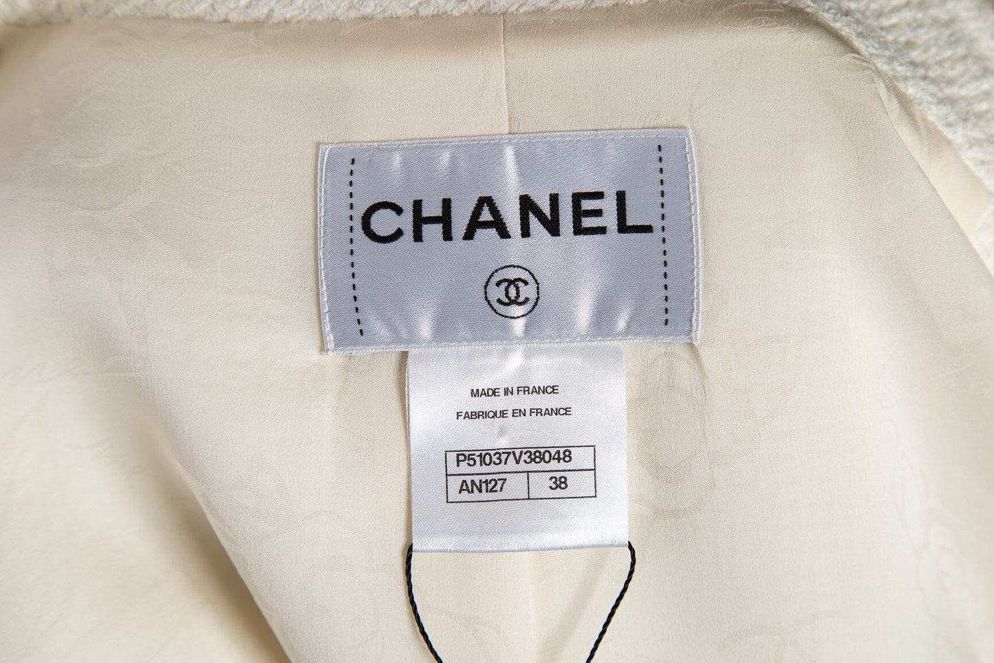 Chanel White Tweed Jacket and Skirt Set SZ 38