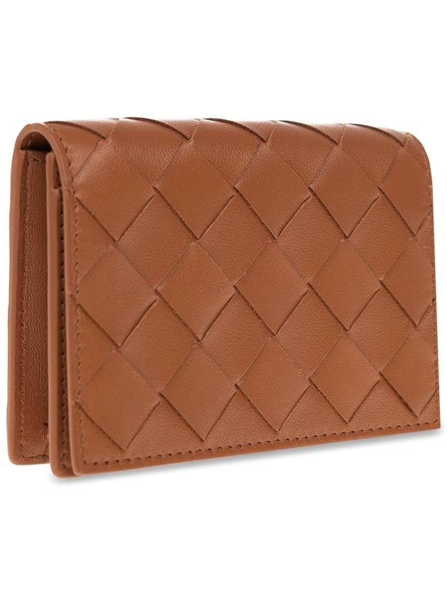 Bottega Veneta Intrecciato Flap Business Card Wallet Brown
