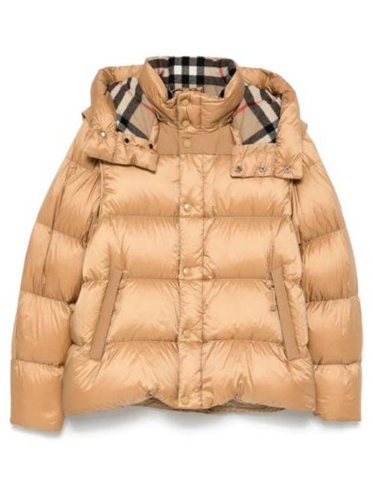 Burberry Logo Patch Hooded Down Padding Beige
