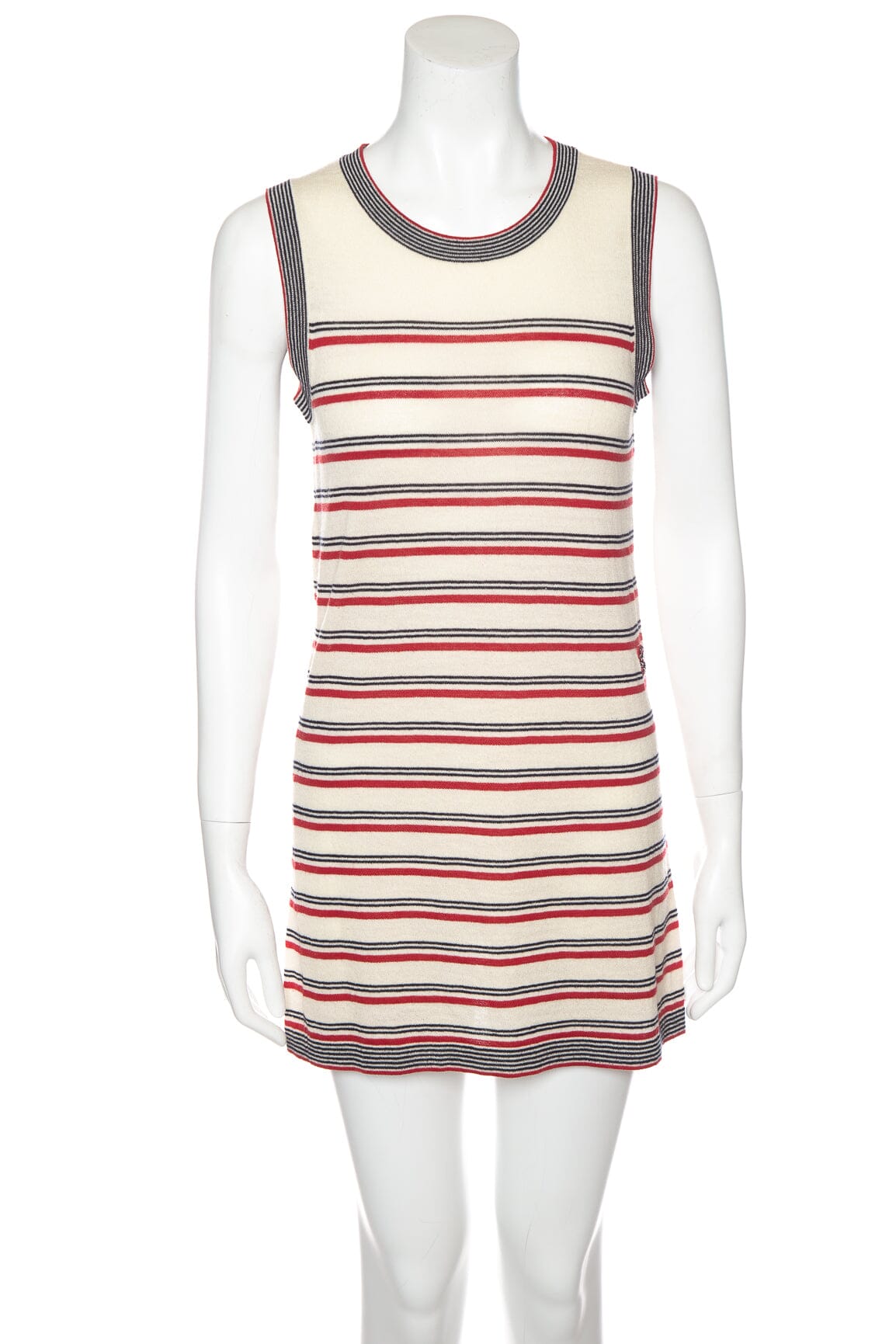 Chanel Cream and Multi Stripe Wool and Cashmere Blend Mini Dress SZ 36