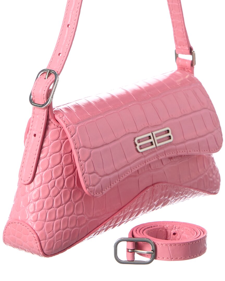 Balenciaga XX Small Croc-Embossed Leather Flap Shoulder Bag