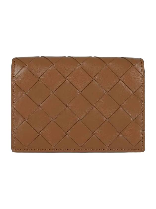 Bottega Veneta Intrecciato Flap Business Card Wallet Brown