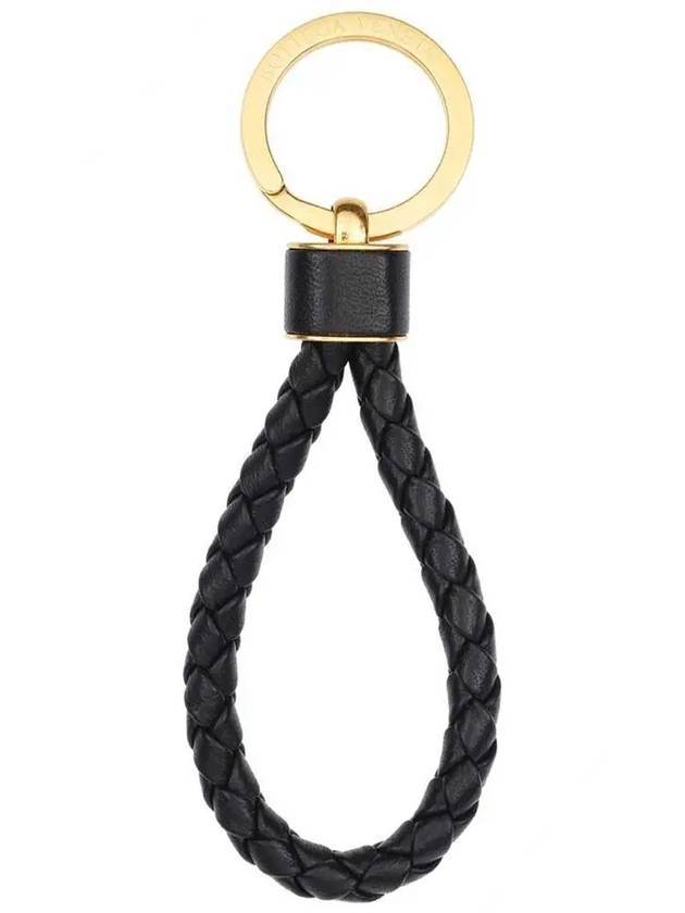Bottega Veneta Intrecciato Lambskin Key Holder Black