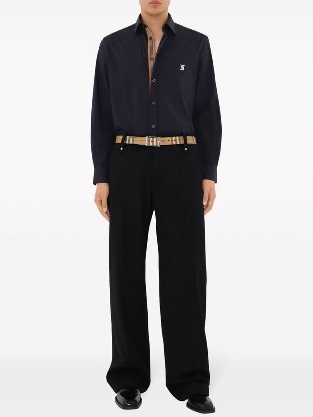 Burberry Square Buckle Check Reversible Coated Fabric Leather Belt Beige