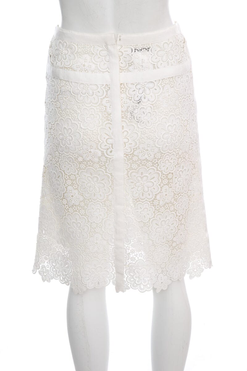 Chanel Ivory Floral Eyelet Skirt SZ 34