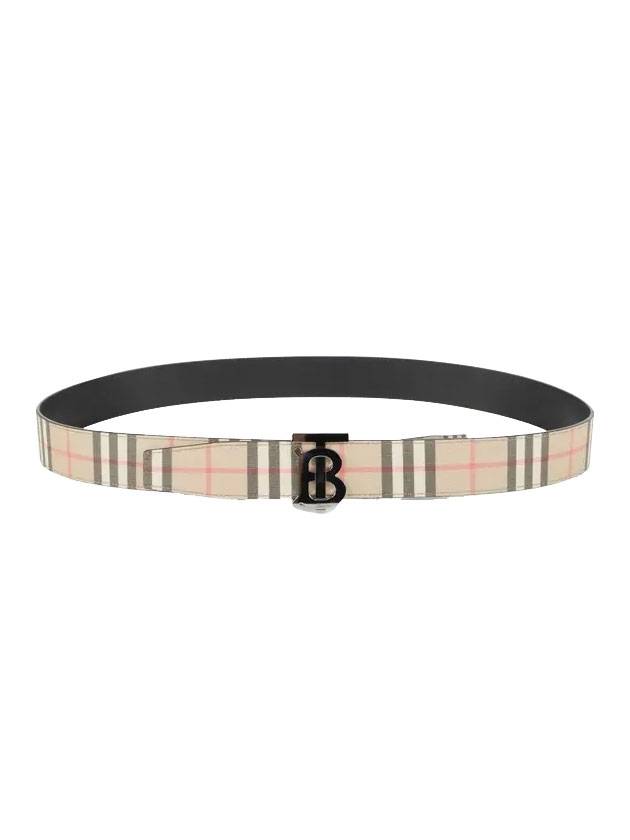 Burberry Reversible Monogram Motif Vintage Check Leather Belt Beige