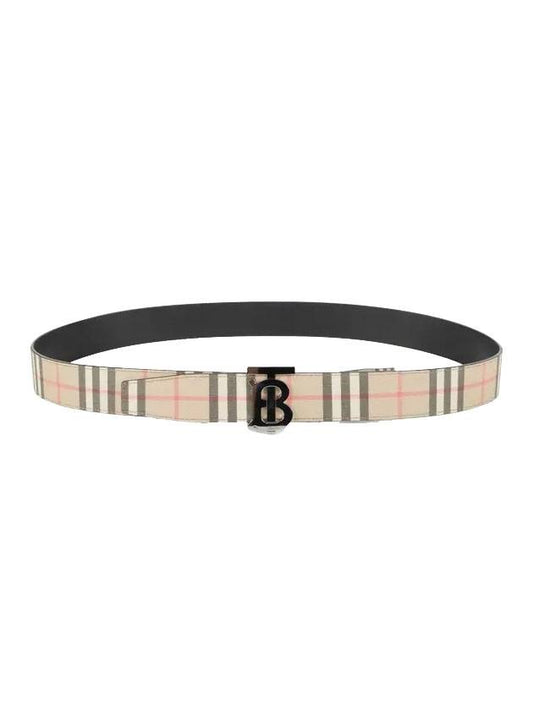 Burberry Reversible Monogram Motif Vintage Check Leather Belt Beige