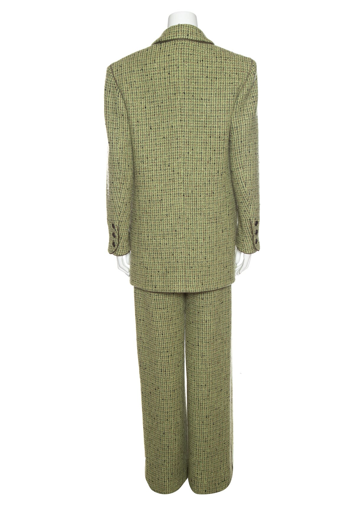 Chanel Vintage 1997 Autumn Moss Wide Leg Suit SZ 40