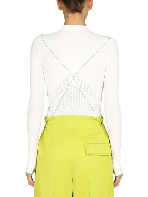 Bottega Veneta Women's Stitch Line Long Sleeve Knit Top White