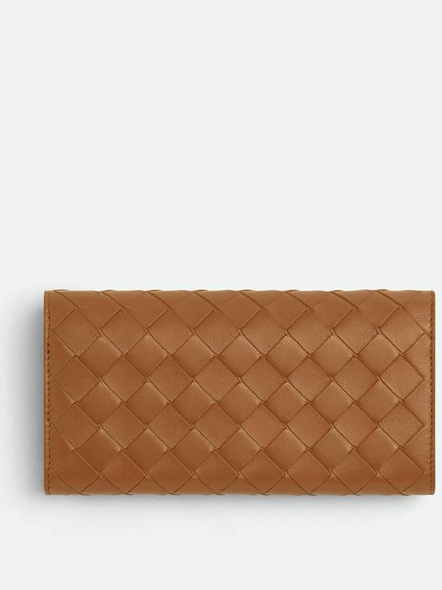 Bottega Veneta Intrecciato Flap Long Wallet Wood