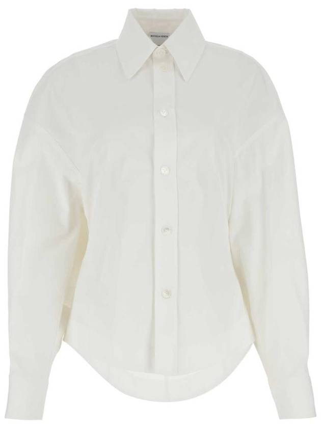 Bottega Veneta Women's Compact Cotton Long Sleeve Shirt Chalk