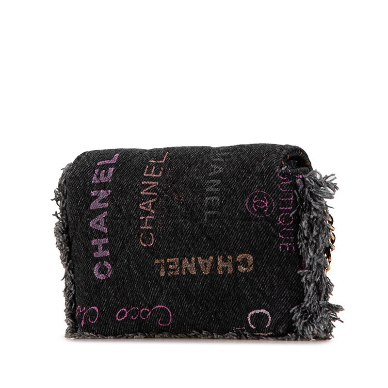 Chanel Denim Leather Mini Matelasse Logo Chain Bag