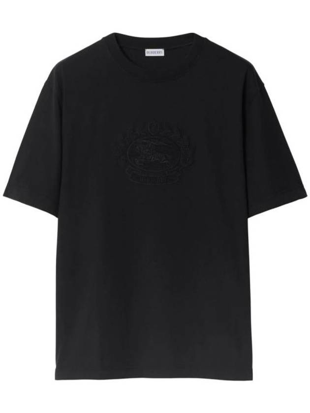 Burberry Embroidered Logo Cotton Short Sleeve T-Shirt Black