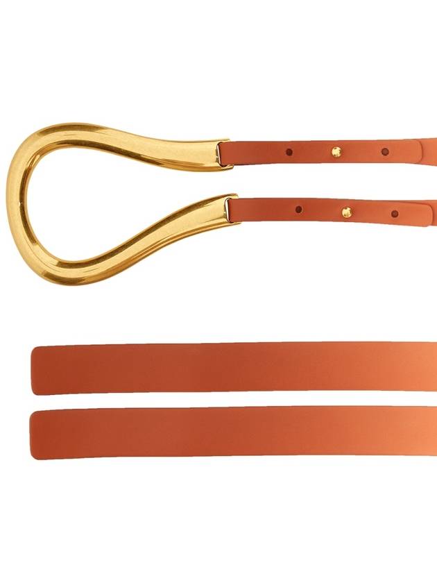 Bottega Veneta Women's Gold Horsebit Leather Belt Orange