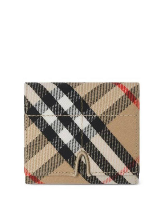 Burberry Snip Check Tri-Fold Half Wallet Sand