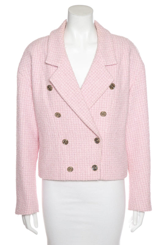 Chanel Vintage 2001 Spring Pale Pink Tweed Jacket SZ 40