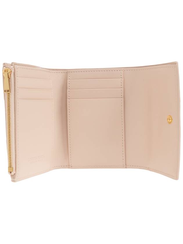 Bottega Veneta Cassette Tri-Fold Zipper Half Wallet Pink
