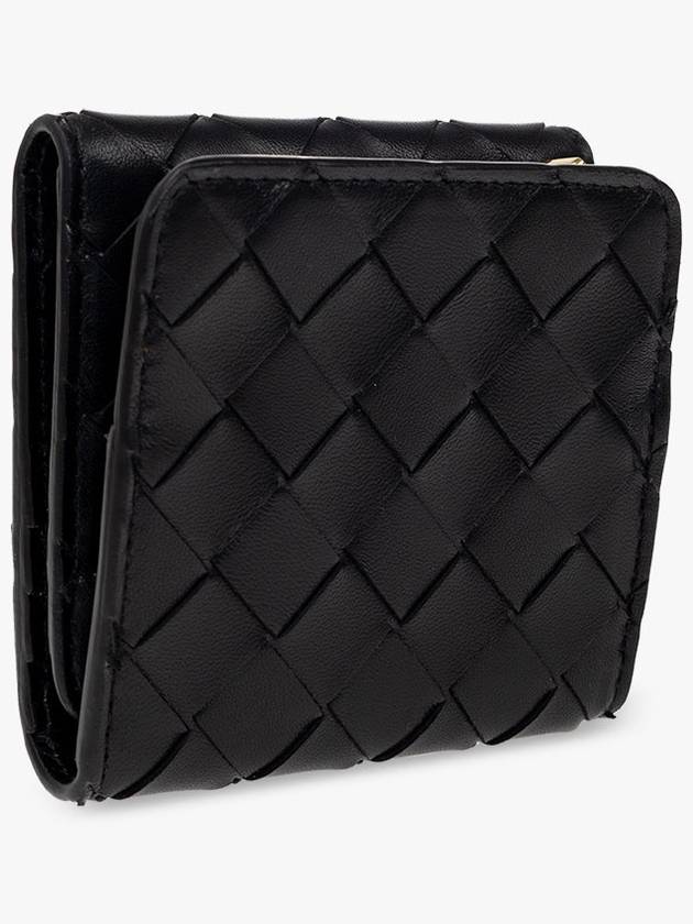Bottega Veneta Intrecciato Tri-Fold Card Wallet Black