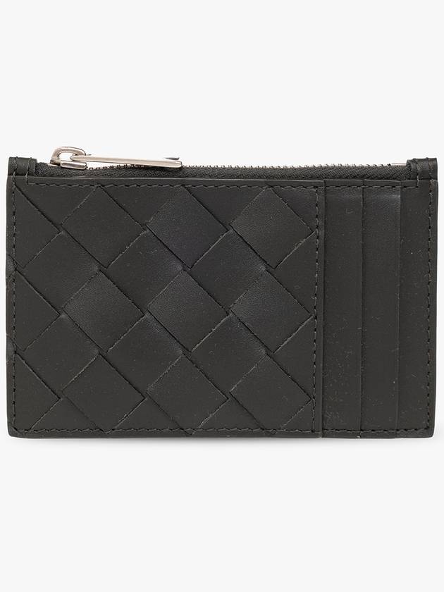Bottega Veneta Intrecciato Zipper Card Wallet Dark Green