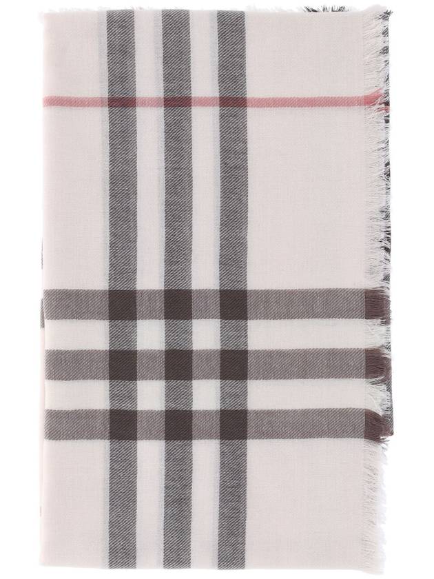 Burberry Check Lightweight Wool Scarf Alabaster