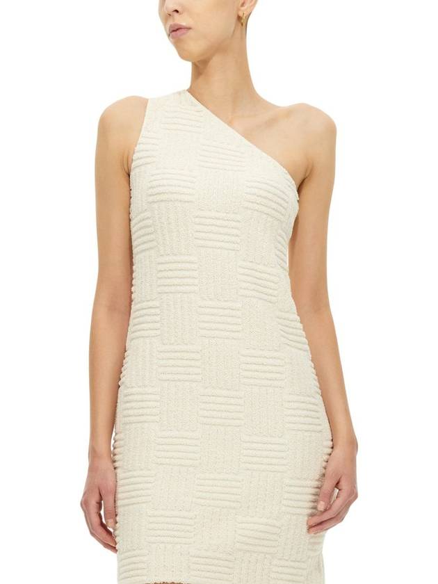 Bottega Veneta Jacquard One Shoulder Midi Dress Ivory