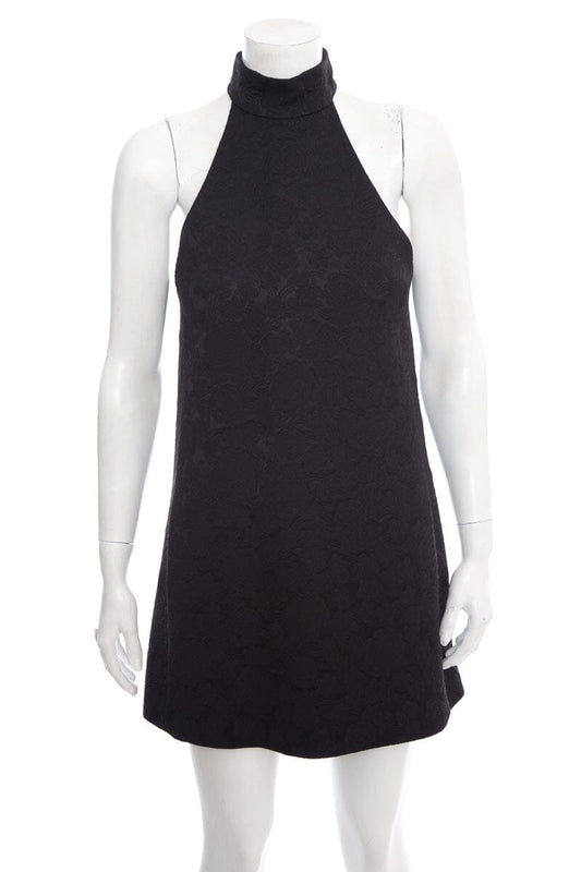 Saint Laurent Black Floral Halter Neck Mini Dress SZ 4