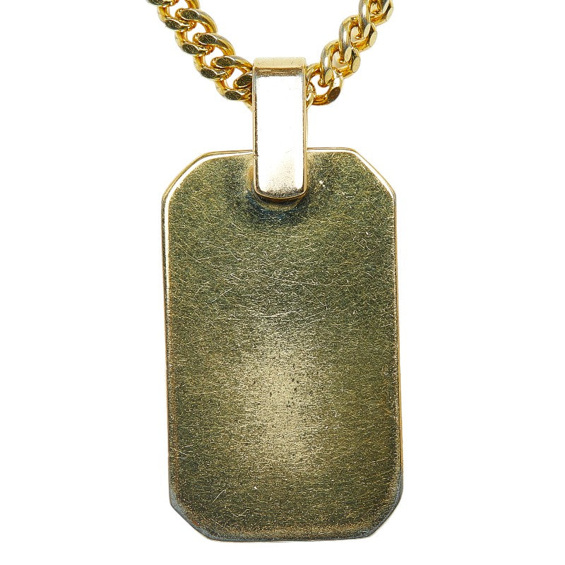 Dior Logo Plate Necklace Gold Silver