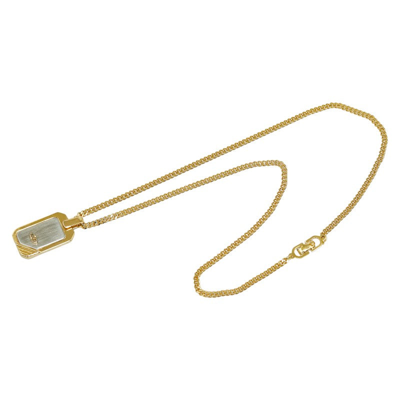 Dior Logo Plate Necklace Gold Silver