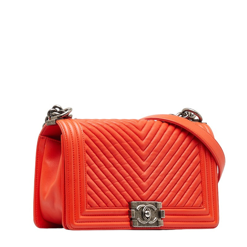 Chanel Boy Shoulder Bag Red Lambskin