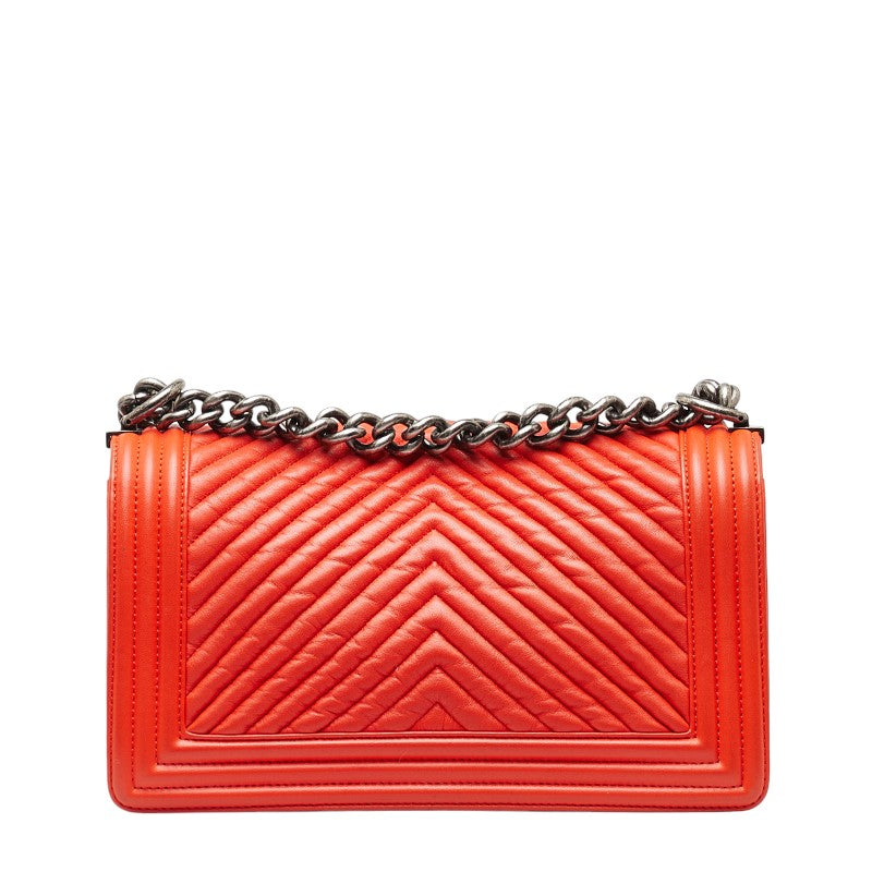 Chanel Boy Shoulder Bag Red Lambskin