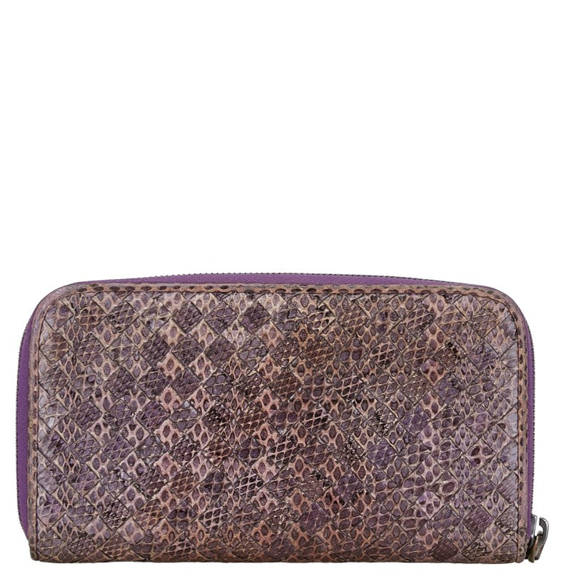 Bottega Veneta Python Intrecciato Zip Wallet