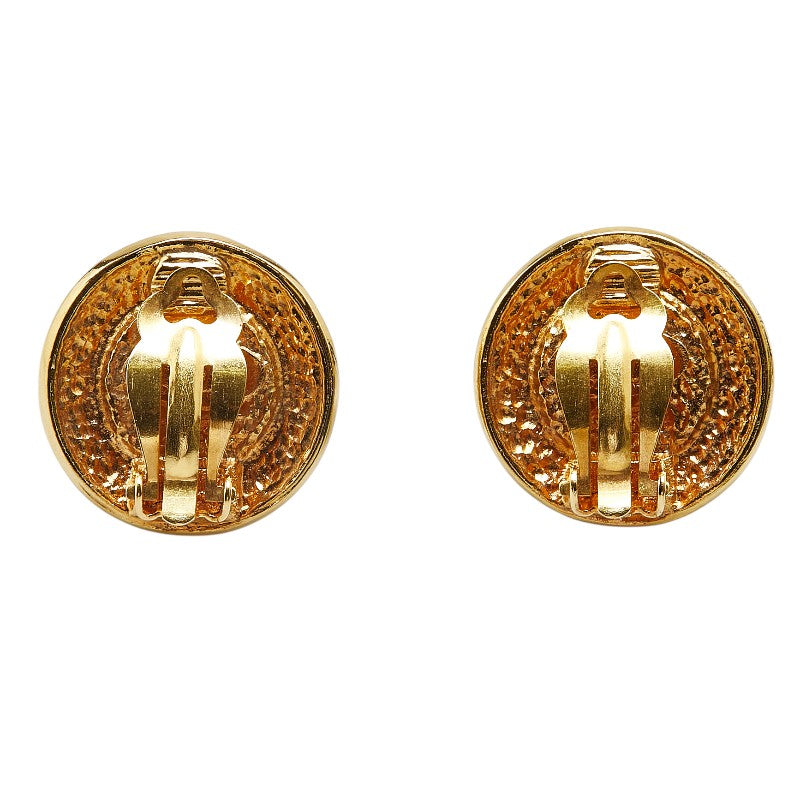 Chanel Logo Earrings Gold Plated Faux Pearl