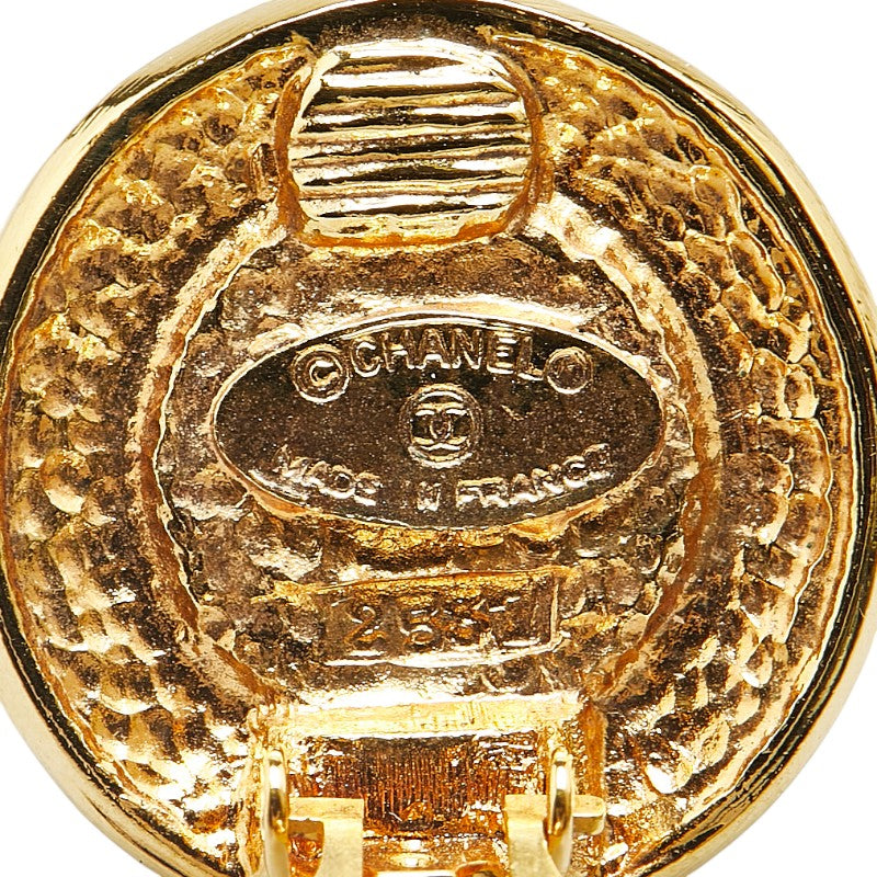 Chanel Logo Earrings Gold Plated Faux Pearl