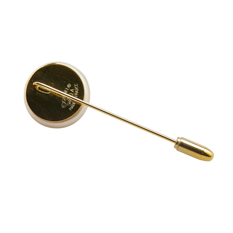 Chanel Vintage Coco Mark Pearl Pin Brooch Gold