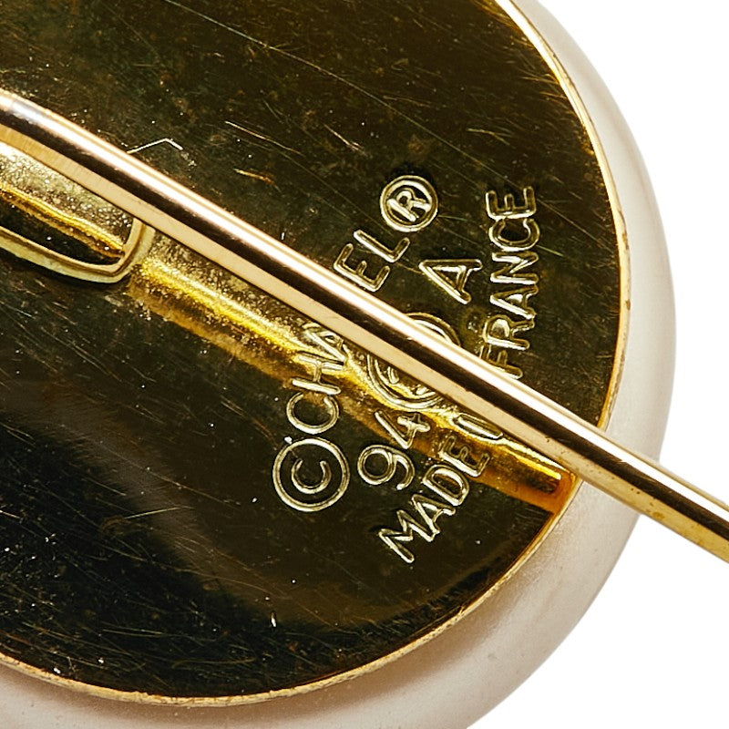 Chanel Vintage Coco Mark Pearl Pin Brooch Gold