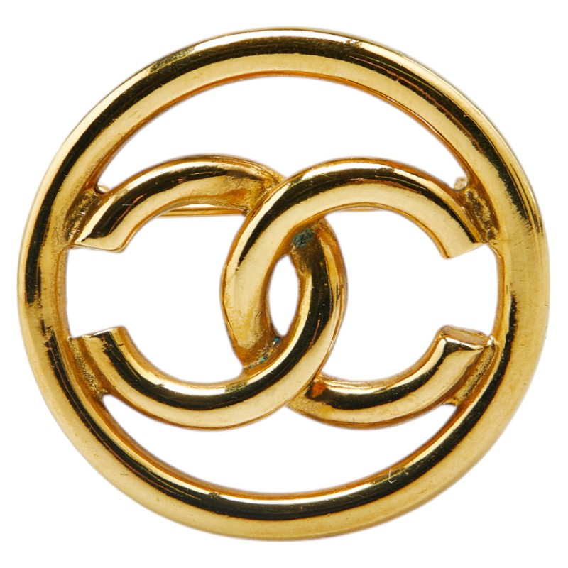Chanel Coco Mark Round Brooch Gold