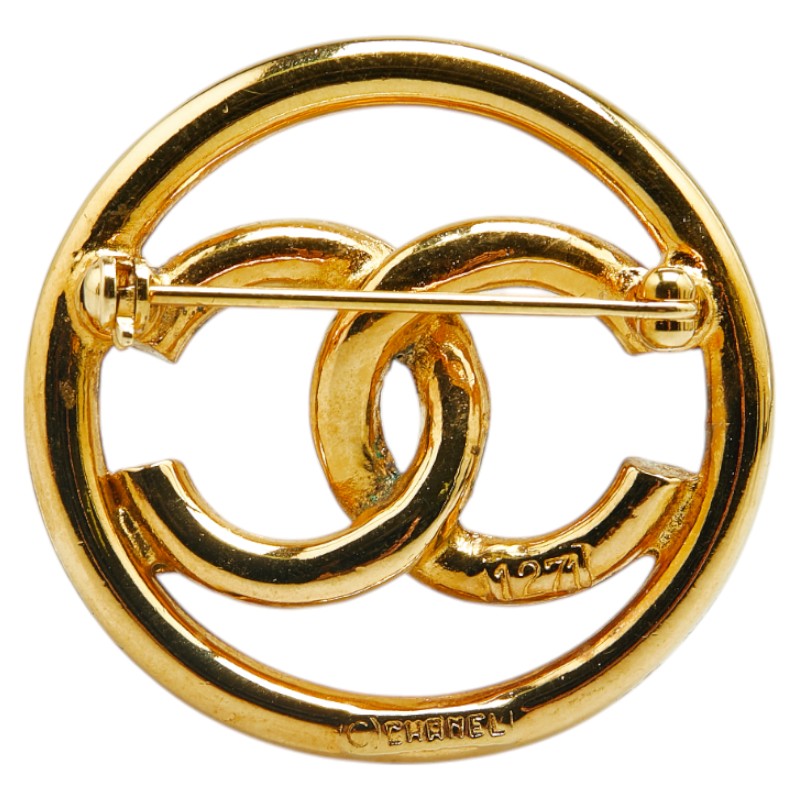 Chanel Coco Mark Round Brooch Gold