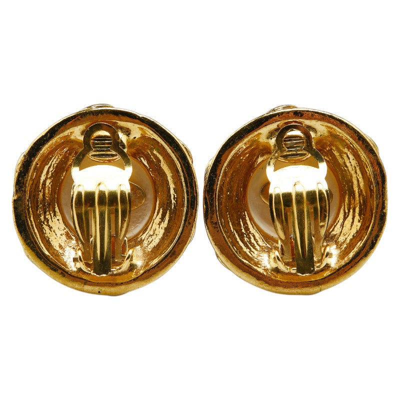 Chanel Vintage Coco Mark Pearl Clip Earrings