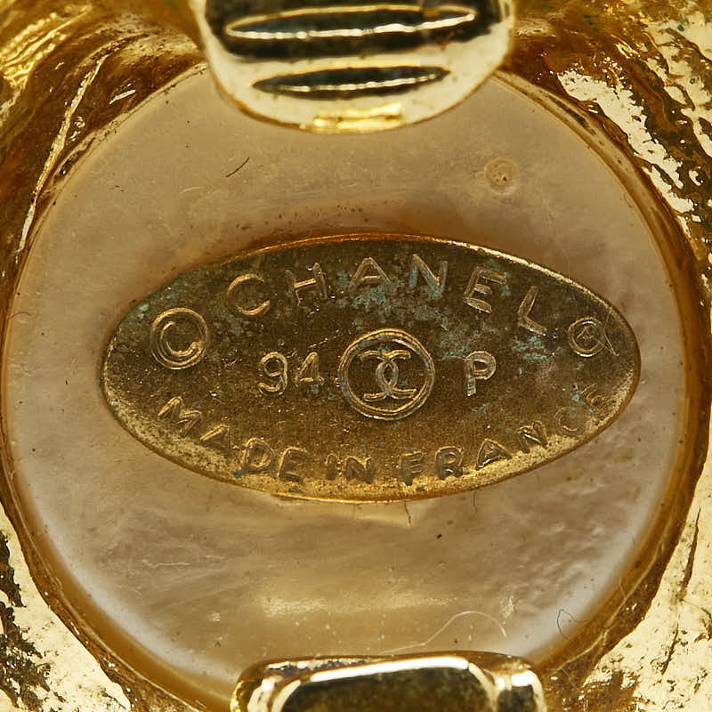 Chanel Vintage Coco Mark Pearl Clip Earrings