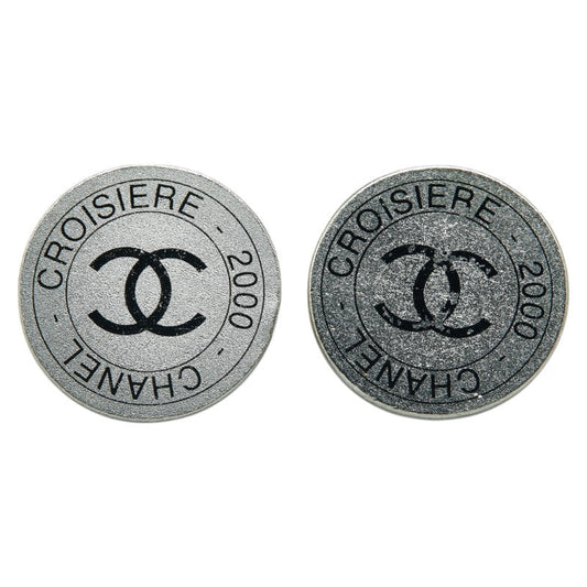 Chanel Coco Mark Round Metal Earrings