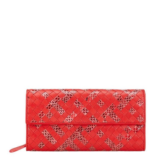 Bottega Veneta Intrecciato Python Leather Wallet
