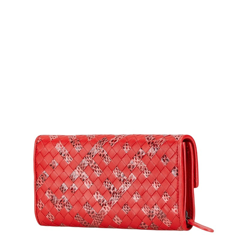Bottega Veneta Intrecciato Python Leather Wallet