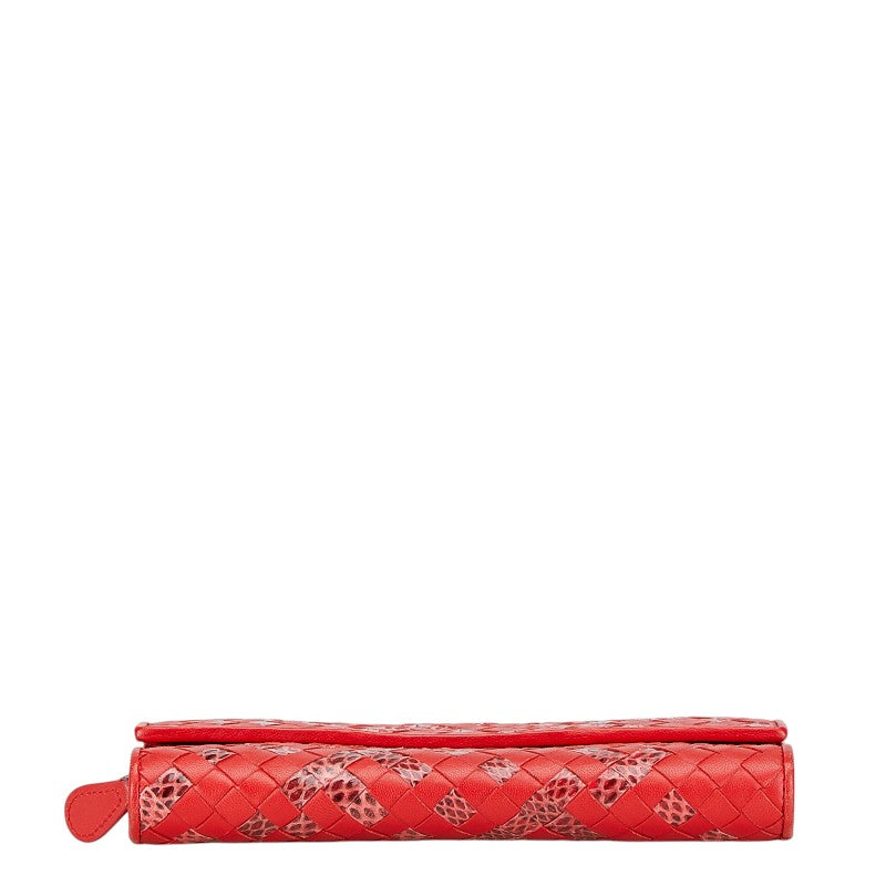 Bottega Veneta Intrecciato Python Leather Wallet