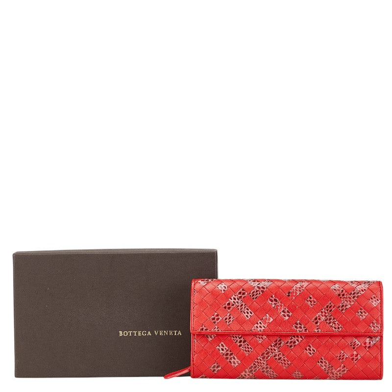 Bottega Veneta Intrecciato Python Leather Wallet