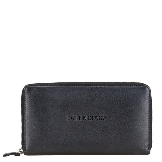 Balenciaga Leather Logo Zip-Around Wallet